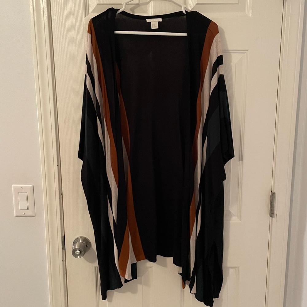 H&M Flowy Green, Black, Tan Light Cardigan